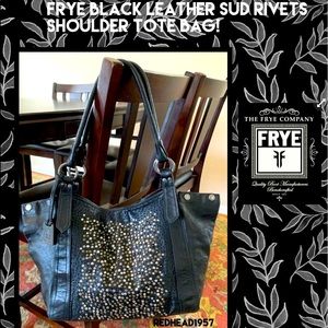 Gorgeous!!! Frye Deborah Western Black Leather Studded Shoulder Tote Bag!
